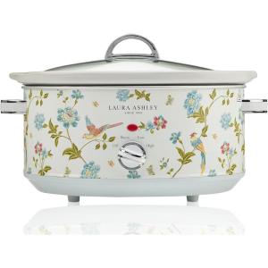 imageLaura Ashley Slow Cooker 37 Quart  Large Slow Cooker 37 QT for 4 to 5 People  Energy Efficient Slow Cookers with 3 Heat Settings  Dishwasher Safe Removeable Ceramic Crock ampamp Tempered Glass LidElveden White 68 Quart Slow Cooker