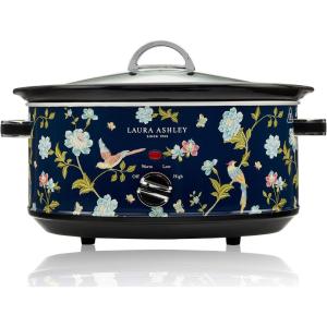 imageLaura Ashley Slow Cooker 37 Quart  Large Slow Cooker 37 QT for 4 to 5 People  Energy Efficient Slow Cookers with 3 Heat Settings  Dishwasher Safe Removeable Ceramic Crock ampamp Tempered Glass LidElveden Navy 68 Quart Slow Cooker