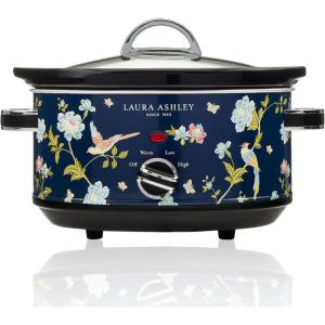 imageLaura Ashley Slow Cooker 37 Quart  Large Slow Cooker 37 QT for 4 to 5 People  Energy Efficient Slow Cookers with 3 Heat Settings  Dishwasher Safe Removeable Ceramic Crock ampamp Tempered Glass LidElveden Navy 37 Quart Slow Cooker