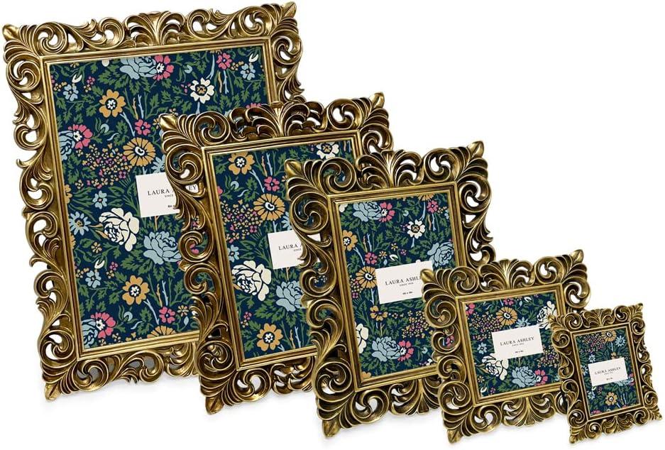 Laura Ashley 2x3 Pink Ornate Textured Hand-Crafted Resin Picture Frame with Easel, for Tabletop & Wall Display, Decorative Floral Design Home Décor, Photo Gallery, Art & More (2x3, Pink