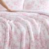 imageLaura Ashley  Comforter Set Soft Poly Waffle Textured Bedding with Matching Shams Delicate Floral Design Delphine Pink FullQueenPink