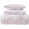 imageLaura Ashley  Comforter Set Soft Poly Waffle Textured Bedding with Matching Shams Delicate Floral Design Delphine Pink FullQueenPink