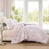imageLaura Ashley  Comforter Set Soft Poly Waffle Textured Bedding with Matching Shams Delicate Floral Design Delphine Pink FullQueenPink
