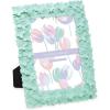 imageLaura Ashley 4x4 White ampamp Gold Flower Textured HandCrafted Resin Picture Frame wEasel ampamp Hook for Tabletop ampamp Wall Display Decorative Floral Design Home Dcor Photo Gallery Art 4x4 WhiteGoldMint Green