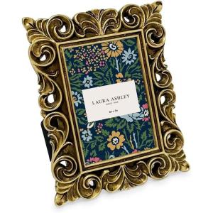 imageLaura Ashley 2x3 Gold Vintage Inspired Resin Scroll Design Picture Frame with Thin Border Horizontal ampamp Vertical for Tabletop and Wall Display Home Dcor 2x3 GoldGold