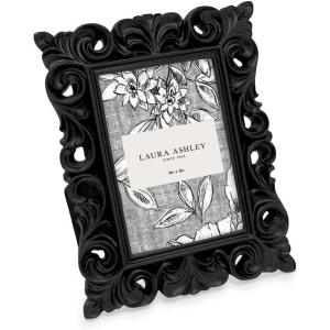 imageLaura Ashley 2x3 Gold Vintage Inspired Resin Scroll Design Picture Frame with Thin Border Horizontal ampamp Vertical for Tabletop and Wall Display Home Dcor 2x3 GoldBlack