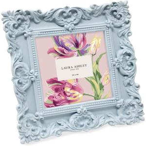 imageLaura Ashley 2x3 Navy Ornate Textured HandCrafted Resin Picture Frame with Easel for Tabletop ampamp Wall Display Decorative Floral Design Home Dcor Photo Gallery Art ampamp More 2x3 NavyPowder Blue