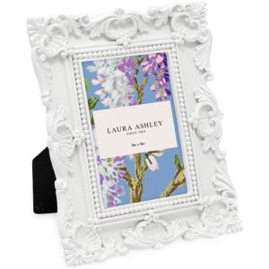 imageLaura Ashley 2x3 Navy Ornate Textured HandCrafted Resin Picture Frame with Easel for Tabletop ampamp Wall Display Decorative Floral Design Home Dcor Photo Gallery Art ampamp More 2x3 NavyWhite