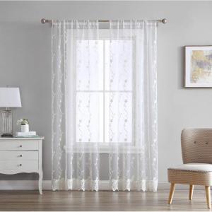 imageLaura Ashley Melody Vine Sheer Curtains with Rod Pocket Each Panel Measures 54quot W x 84quot L Ivory 2 PanelsIvory