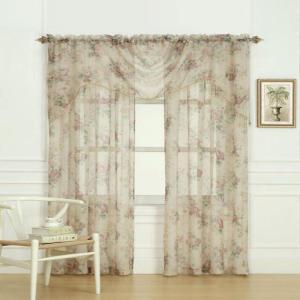 imageLaura Ashley Stowe Sheer Curtain with Rod Pocket Panel Measures 72quot W x 27quot L Multicolored 1 SwagMulticolored