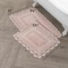 imageLaura Ashley Crochet Cotton 17x2421x34 in 2Piece Bath Rug Set Light GreyBlush
