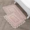 imageLaura Ashley Crochet Cotton 17x2421x34 in 2Piece Bath Rug Set Light GreyBlush