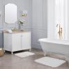 imageLaura Ashley Crochet Cotton 17x2421x34 in 2Piece Bath Rug Set Light GreyCreamy White