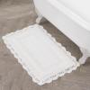 imageLaura Ashley Crochet Cotton 17x2421x34 in 2Piece Bath Rug Set Light GreyCreamy White