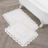 imageLaura Ashley Crochet Cotton 17x2421x34 in 2Piece Bath Rug Set Light GreyCreamy White