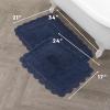 imageLaura Ashley Crochet Cotton 17x2421x34 in 2Piece Bath Rug Set Light GreyIndigo