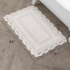 imageLaura Ashley Crochet Cotton 17x2421x34 in 2Piece Bath Rug Set Light GreyIvory