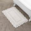 imageLaura Ashley Crochet Cotton 17x2421x34 in 2Piece Bath Rug Set Light GreyIvory