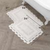 imageLaura Ashley Crochet Cotton 17x2421x34 in 2Piece Bath Rug Set Light GreyIvory