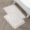 imageLaura Ashley Crochet Cotton 17x2421x34 in 2Piece Bath Rug Set Light GreyIvory