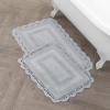 imageLaura Ashley Crochet Cotton 17x2421x34 in 2Piece Bath Rug Set Light GreyLight Gray
