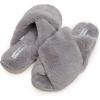 imageLaura Ashley Ladies Rabbit Plush Cross Band SlippersGrey