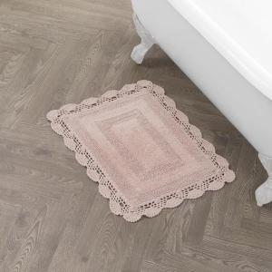 imageLaura Ashley Crochet Cotton 17x2421x34 in 2Piece Bath Rug Set Light GreyBlush