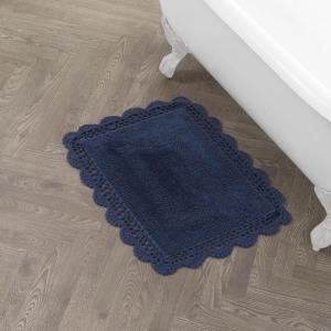 imageLaura Ashley Crochet Cotton 17x2421x34 in 2Piece Bath Rug Set Light GreyIndigo