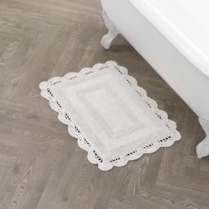 imageLaura Ashley Crochet Cotton 17x2421x34 in 2Piece Bath Rug Set Light GreyIvory