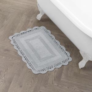 imageLaura Ashley Crochet Cotton 17x2421x34 in 2Piece Bath Rug Set Light GreyLight Gray