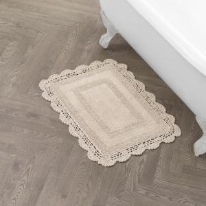 imageLaura Ashley Crochet Cotton 17x2421x34 in 2Piece Bath Rug Set Light GreyLinen