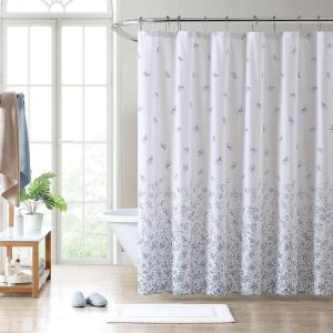 imageLaura Ashley Home  Shower Curtain Stylish Cotton Bathroom Decor Elegant Floral Home Decor Adelina White 72quot x 72quotFlora Blue