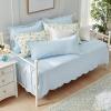 imageLaura Ashley  Daybed Set Cotton Bedding with Matching Shams ampamp Pillow Cover Lightweight Home Decor for All Seasons Trellis White DaybedSolid Trellis Blue