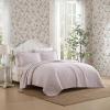 imageLaura Ashley  FullQueen Quilt Set Breathable Premium Cotton Bedding with Matching Shams Super Soft Floral Bedding Essentials Leona Flower Red FullQueenMarta Stripe Pink