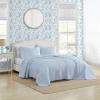 imageLaura Ashley  FullQueen Quilt Set Simple Comfortable and Breathable Bedding with Matching Shams Super Soft and Cozy Home Decor Oxford Stripe Green FullQueenOxford Stripe Blue