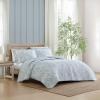 imageLaura Ashley  FullQueen Quilt Set Textured Seersucker Bedding with Matching Shams Reversible Bedding Essentials Amberly Blue FullQueenAmberly Blue