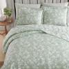 imageLaura Ashley  Quilt Set Luxuriously Soft Bedding with Matching Shams Floral Design Elegant Home Essentials Adorabelle Silhouette Green FullQueenGreen