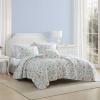 imageLaura Ashley  Quilt Set Super Soft Bedding with Matching Shams Includes Bonus Throw Pillow Chic Room Decor Emilie Blue FullQueenEmilie Blue
