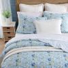 imageLaura Ashley  Quilt Set Super Soft Bedding with Matching Shams Scalloped Edge Design Peony Garden Blue FullQueenTwin
