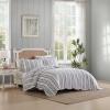 imageLaura Ashley  Quilt Set Super Soft ampamp Prewashed Bedding with Matching Shams Modern Design with Scallop Edges Cozy Home Essentials Stripe Perfection Grey FullQueenGrey