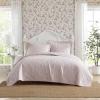 imageLaura Ashley  FullQueen Quilt Set Breathable Premium Cotton Bedding with Matching Shams Super Soft Floral Bedding Essentials Leona Flower Red FullQueenMarta Stripe Pink