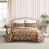 imageLaura Ashley  FullQueen Quilt Set Reversible Cotton Bedding with Matching Shams Lightweight Home Decor for All Seasons Marta Brown FullQueenMarta Brown
