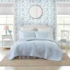 imageLaura Ashley  FullQueen Quilt Set Simple Comfortable and Breathable Bedding with Matching Shams Super Soft and Cozy Home Decor Oxford Stripe Green FullQueenOxford Stripe Blue