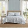 imageLaura Ashley  FullQueen Quilt Set Textured Seersucker Bedding with Matching Shams Reversible Bedding Essentials Amberly Blue FullQueenAmberly Blue