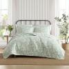 imageLaura Ashley  Quilt Set Luxuriously Soft Bedding with Matching Shams Floral Design Elegant Home Essentials Adorabelle Silhouette Green FullQueenGreen
