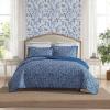 imageLaura Ashley  Quilt Set Super Soft Fabric Bedding with Matching Shams ToileInspired Print Floral Home Essentials Elaina Blue FullQueenBlue