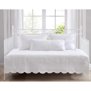 imageLaura Ashley  Daybed Set Cotton Bedding with Matching Shams ampamp Pillow Cover Lightweight Home Decor for All Seasons Trellis White DaybedSolid Trellis White