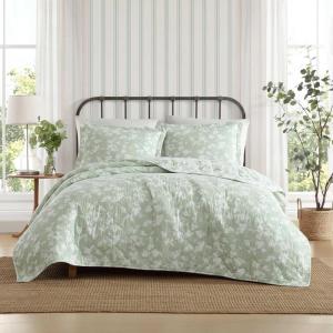 imageLaura Ashley  Quilt Set Luxuriously Soft Bedding with Matching Shams Floral Design Elegant Home Essentials Adorabelle Silhouette Green FullQueenGreen