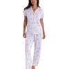 imageLaura Ashley Womens Hacci Notch Collar PJs Button Down Pajama Set