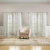 imageLaura Ashley Barnette Window Curtains with Rod Pocket 84inch Length 4 Panels Set SemiSheer Light Filtering BlueGreen